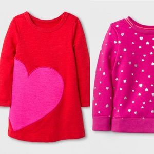 NWT Red tunic sweater w/💗. Pink sweater w/hearts